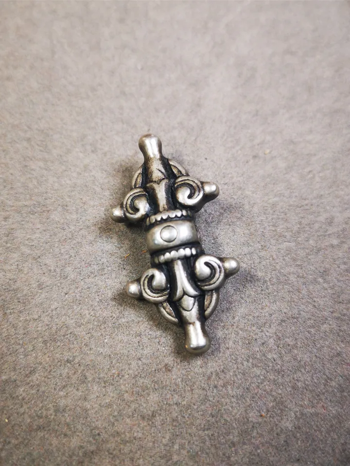 Gandhanra Handmade Tibetan Copper Vajra Amulet for Prayer Bead,Mala Pendant,1.4"