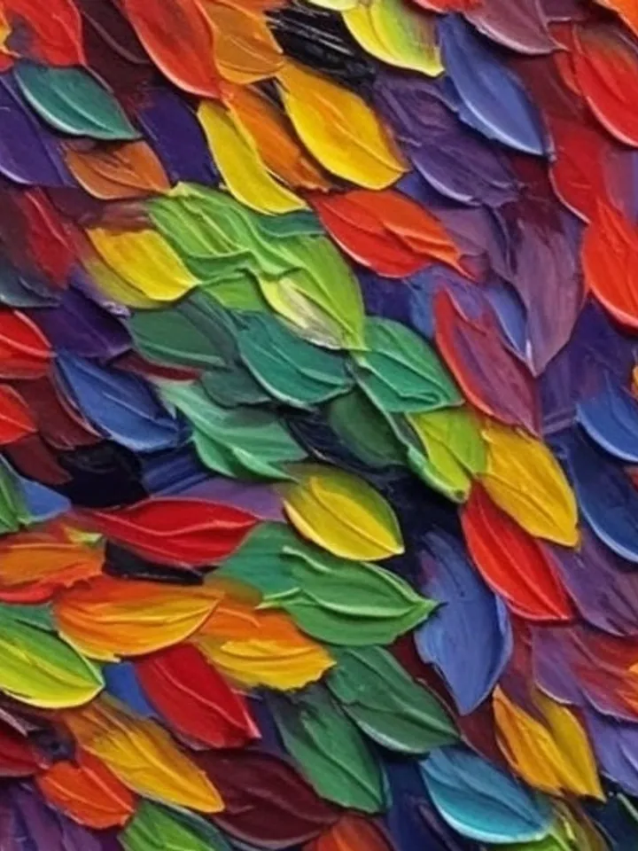 Original Rainbow Impasto Painting, Textured Abstract Art, Colorful Wall Art, 3D Canvas Art, Leaf Painting, Modern Art, Large Wall Decor