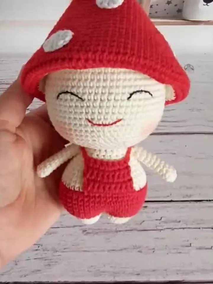 Crochet mushroom doll, Xmas gift toy Toadstool , birthday gift for kids,