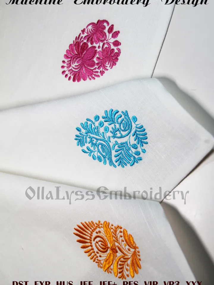 Floral Easter eggs set of 6 embroidery designs