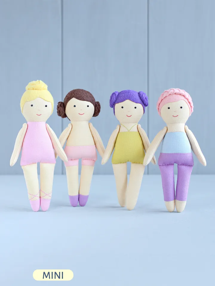PDF Four 16 cm (6″) Mini Rag Dolls Sewing Pattern