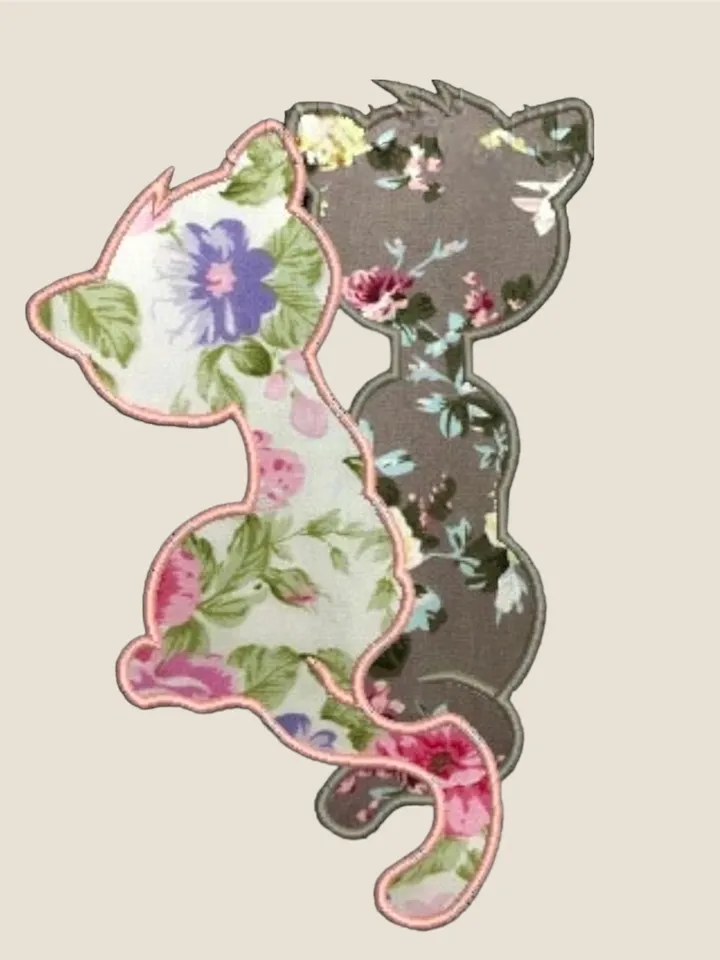 Machine embroidery design cats love applique, digital embroidery pattern machine embroidery design applique embroidery motif