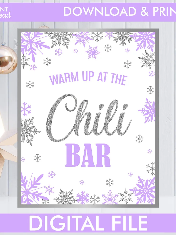 Winter Onederland Signs, Winter Onederland Birthday Girl Decorations, Purple Silver Snowflakes First Birthday Decorations Instant Download
