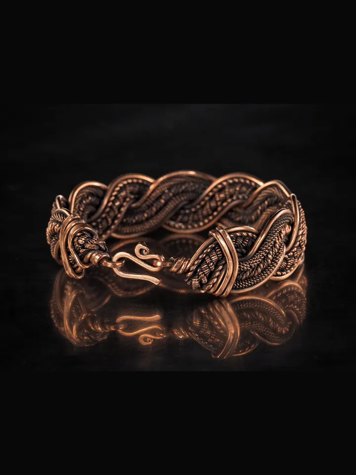 Woven copper wire bracelet Antique style handcrafted copper jewelry Unique gift