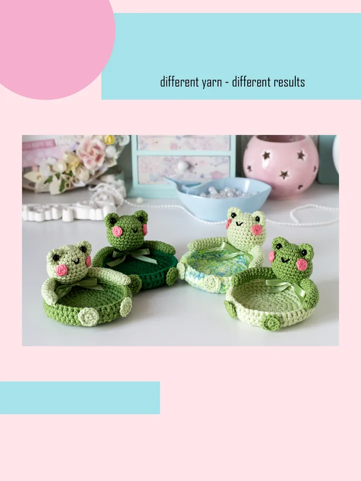 Crochet pattern amigurumi FROG coaster toy pattern PDF file in ENG for beginners