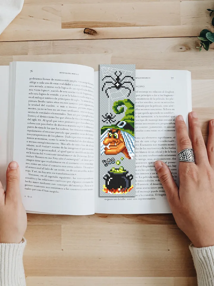 Halloween bookmark cross stitch pattern PDF download Witch cross stitch chart, Handmade bookmark pattern digital, Magic witch potion #B220
