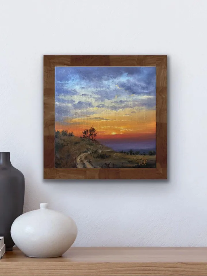 Sunset Oil Painting Original Art Sunset Landscape Painting