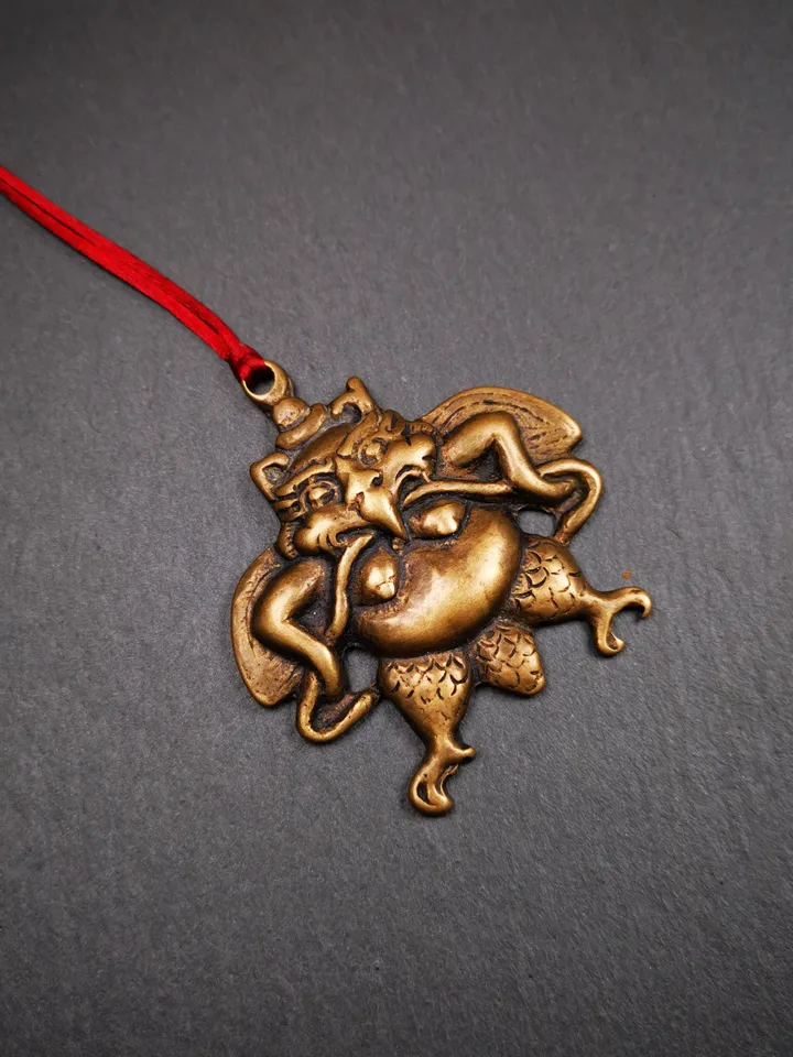 Gandhanra Antique Tibetan Buddhist Amulet,Garuda,Garula,Suparna,Golden-winged Bird Pendant,Made of Copper