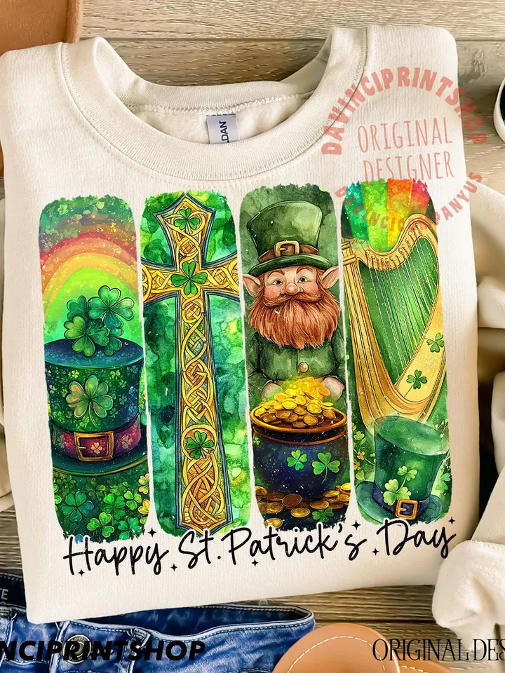 Retro St Patrick's Day PNG, St Patrick's png, Lucky png, Shamrock PNG, Irish Png, Leprechaun Png, Clover png, Green day, Digital Download