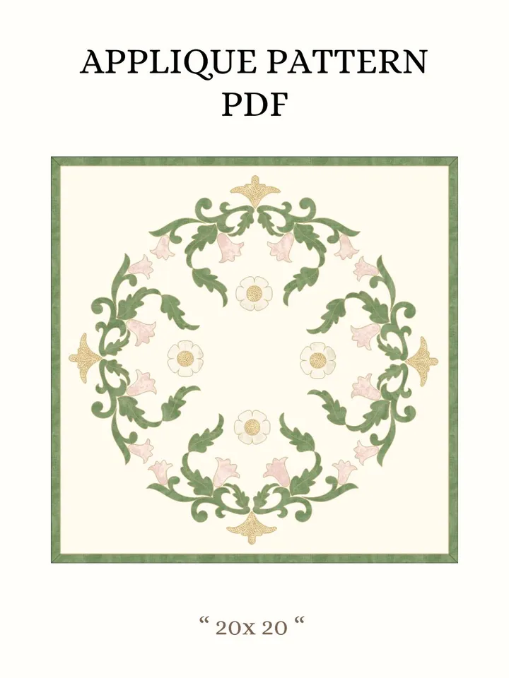 Floral Wreath Applique Quilt Pattern PDF