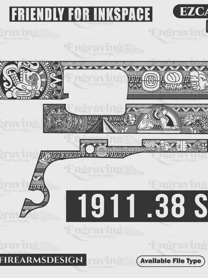 1911 38 super Rockisland Aztec Design Svg,lasercut,laserengraving,engravingfiles,laserpattern,engravingdesign,engravingpattern,metalart