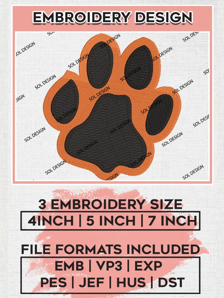 NCAA Idaho State Bengals Team Footprint Logo Embroidery Design Files, NCAA Idaho State Bengals Machine Embroidery, NCAA Teams, 3 sizes, NCAA Machine embroidery designs, Digital Download