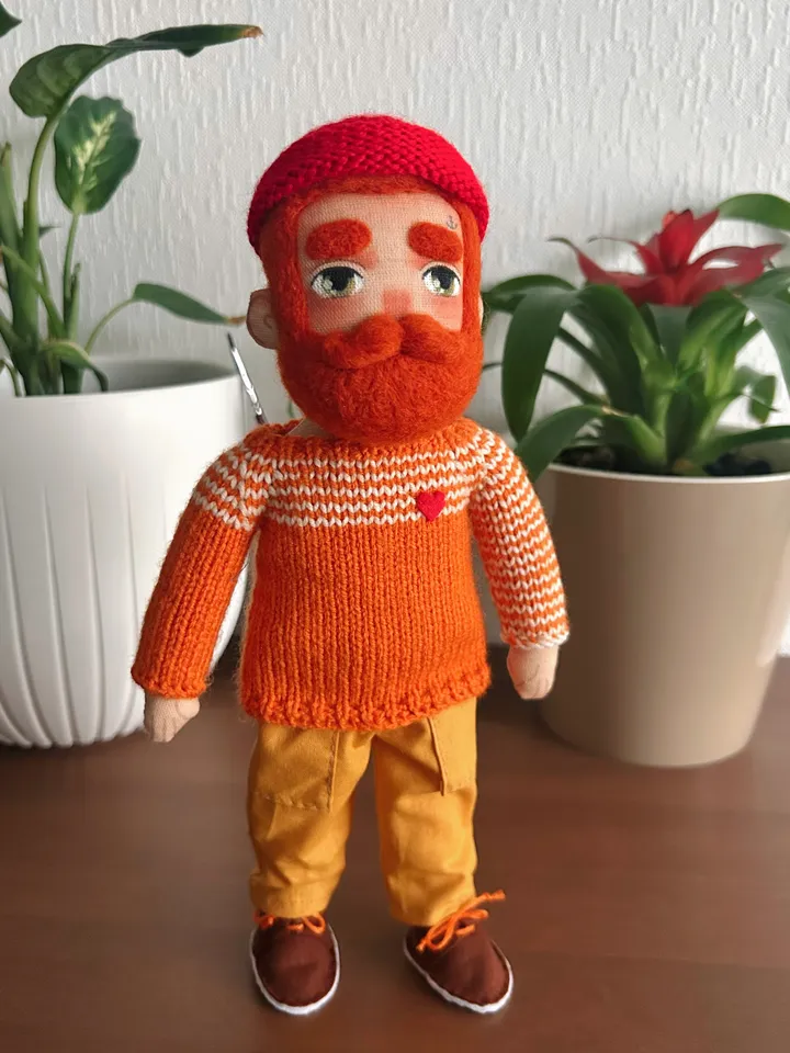 Textile doll sailor with ginger hair