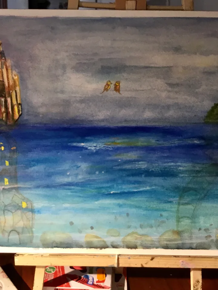 Fantasy watercolor painting wall art,original watercolour mix media painting,modern fantasy art,home decoration,gift.