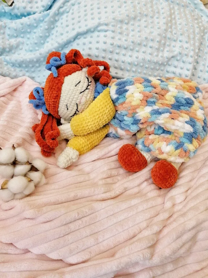 PDF Crochet Doll Pattern, Pajamas Holder, Plush Doll, Big Plush Toy, Amigurumi pajama bag, tutorial Sleeping bag pattern, plush pattern