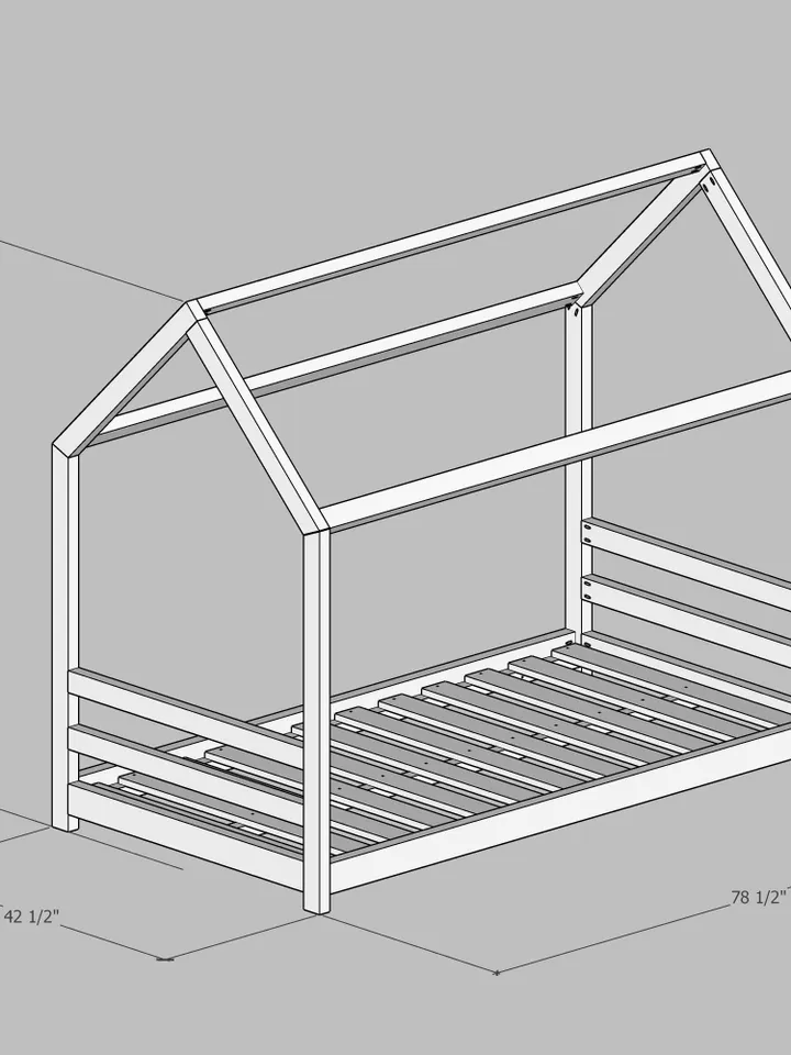 House Bed Plan, Twin Size, DIY, PDF