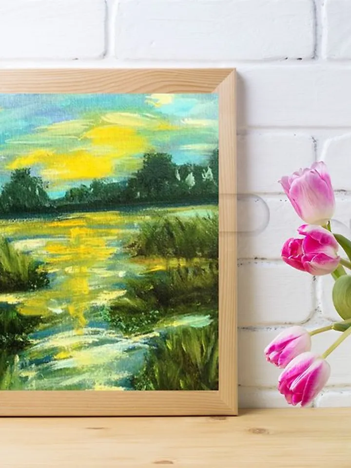 Abstract Landscape Original Oil Painting Impasto Art Miniature 6x6 inches