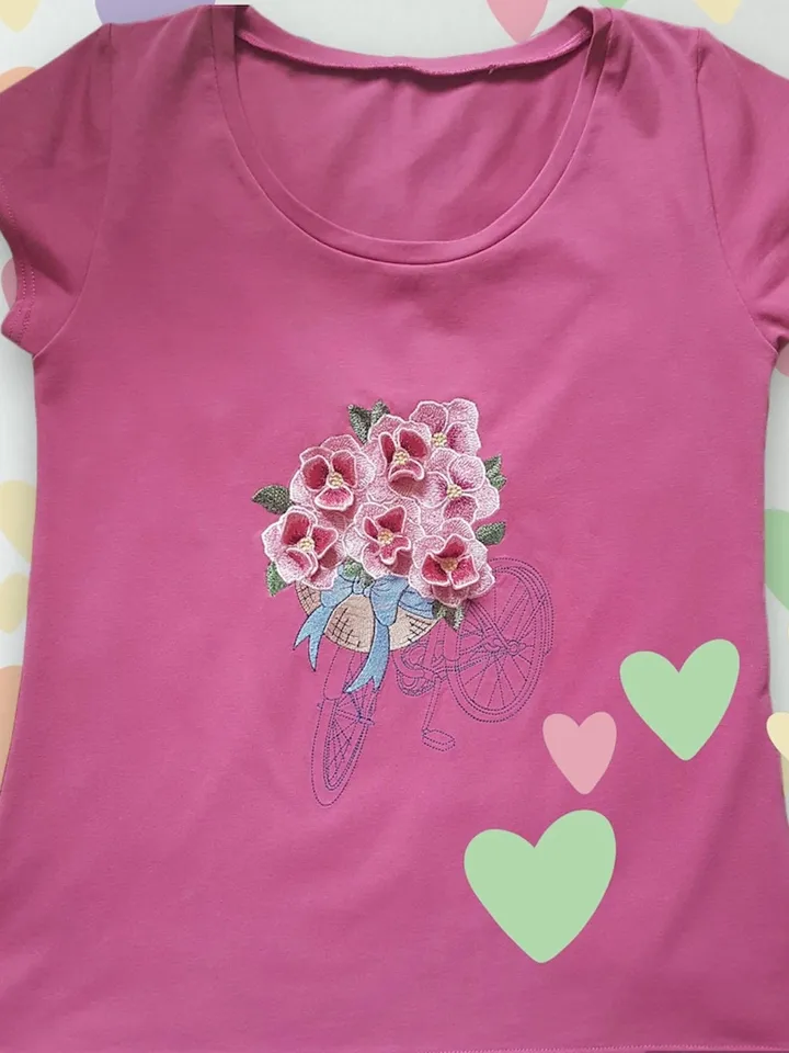 Machine Embroidery Design Bicycle in Provence style