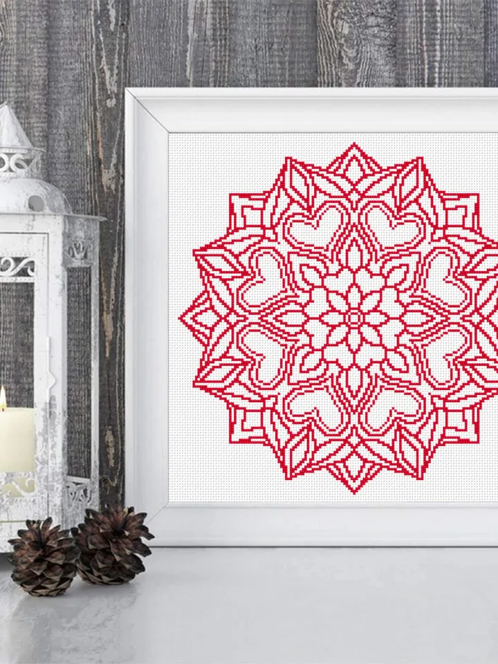 Mandala cross stitch pattern download PDF Flower mandala digital PDF Monochrome cross stitch chart Modern quick cross stitch counted #M141