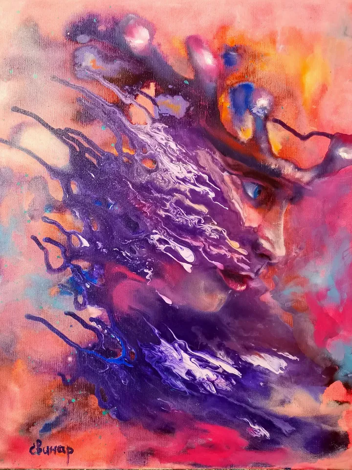 Abstract Art Man Oil Painting Original President Russia Putin King Artist Svinar Oksana