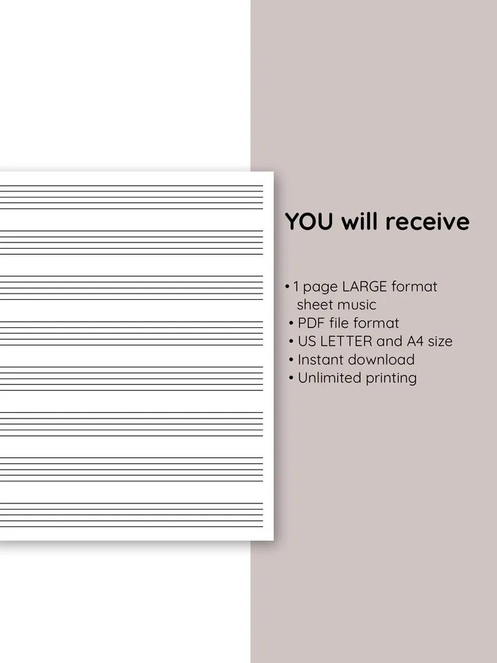 Kids printable sheet music. Blank sheet music printable. Piano staff paper. Blank music paper. Learn piano.