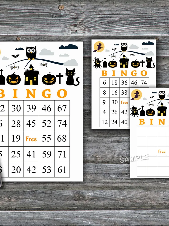 Halloween bingo game,Halloween bingo cards,Halloween Party,60 Printable card,INSTANT DOWNLOAD--05
