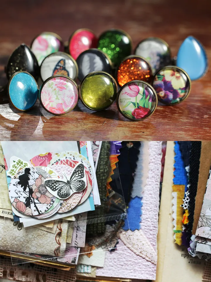Stickers, papers, jewelry - creative kit for journaling, snail mail, collage making - birds, flowers, butterflies