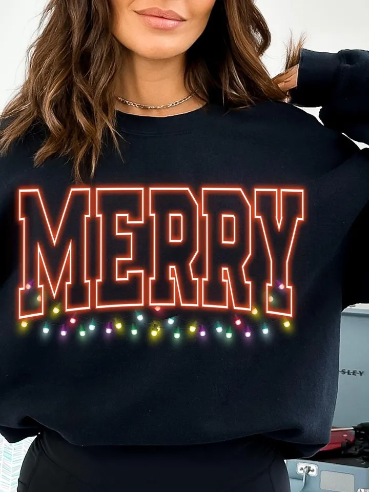 Merry Christmas embroidery Png, Merry Varsity, Neon Stars Sublimation Christmas Shirt Design, Digital Download | Neon Christmas png