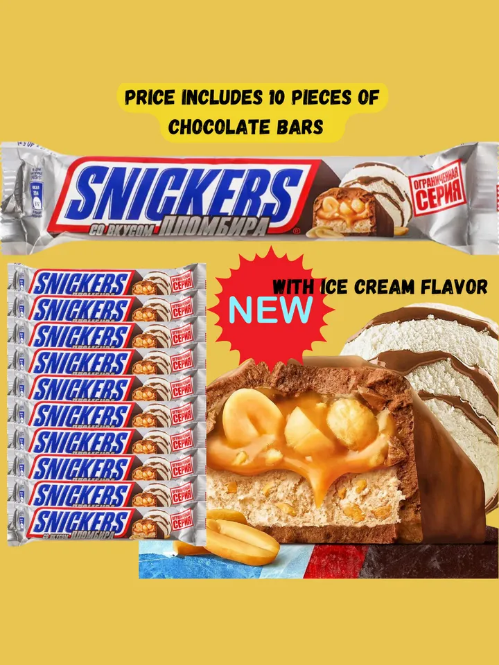 SNICKERS chocolate bars with ice cream flavor New on sale the order includes 10 pcs