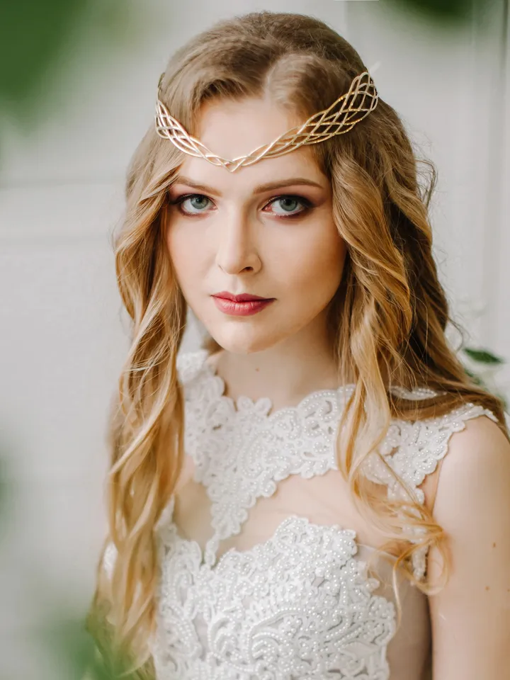 Wedding diadem Bridal Elven Tiara Elven bridal hair vine Wedding Headpiece bridal headband fantasy fairy Tiara Louise