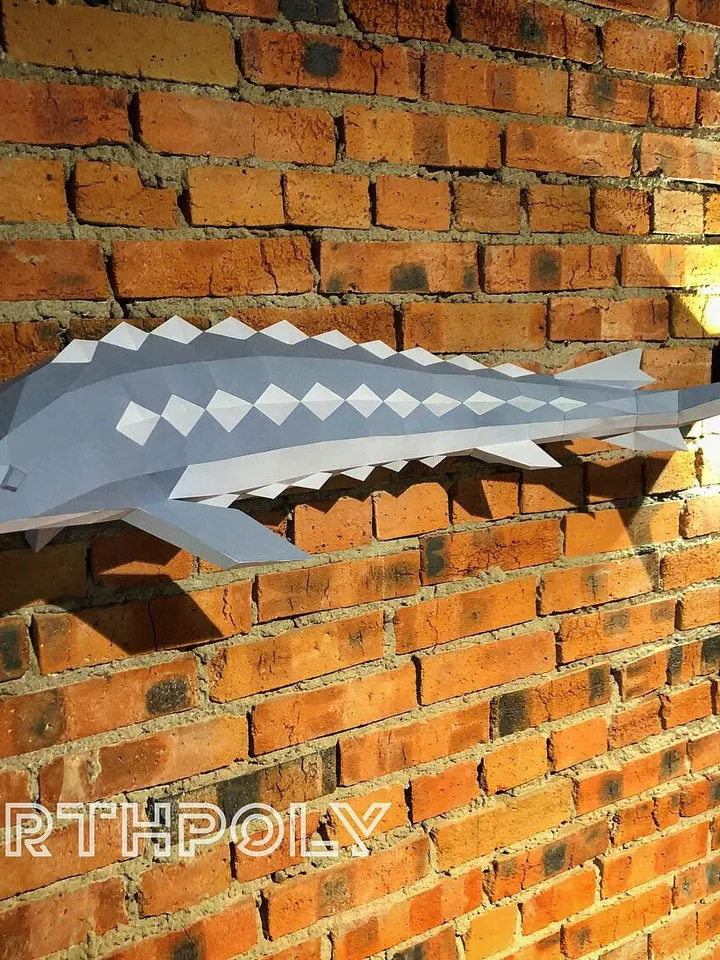 Sturgeon Papercraft, Fish, Digital Template, PDF Download, Gurko, 3D Low Poly, Pepakura, DIY Origami Sculpture, Paper Decor, DIY Gift
