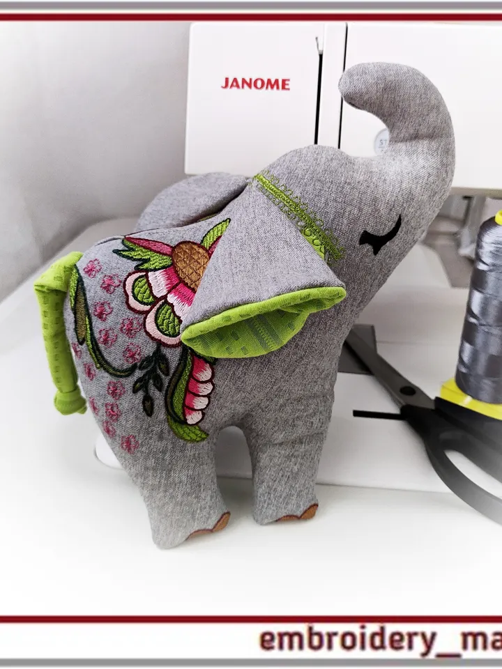 In The Hoop Elephant Doll toy with Floral Pattern Machine Embroidery Designs And Tutorial