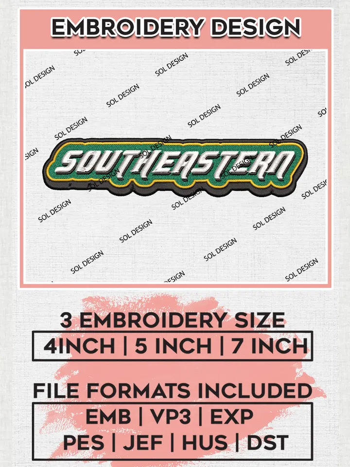 NCAA Southeastern Lions Football Team Logo Embroidery Design Files, NCAA SE Louisiana Lions Machine Embroidery, NCAA Teams, Game Day, 3 sizes, NCAA Machine embroidery designs, Digital Download