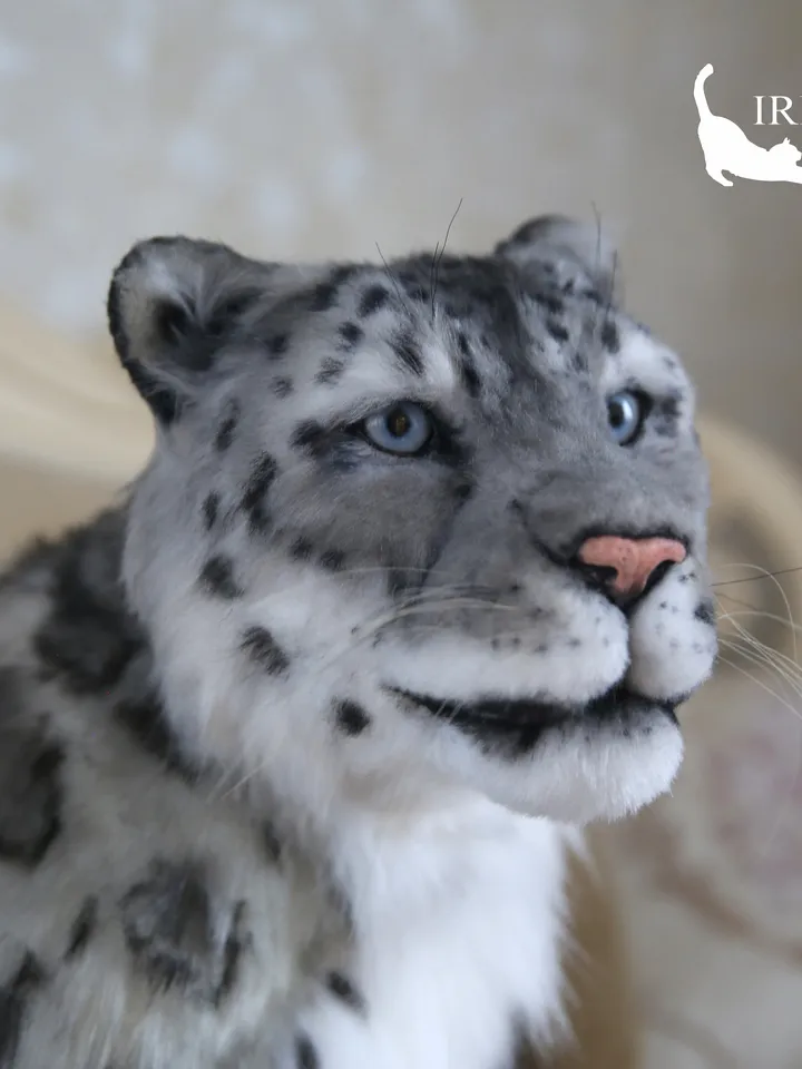 Snow leopard Irbis plush animals. Ooak toy. Snow leopard stuffed toy