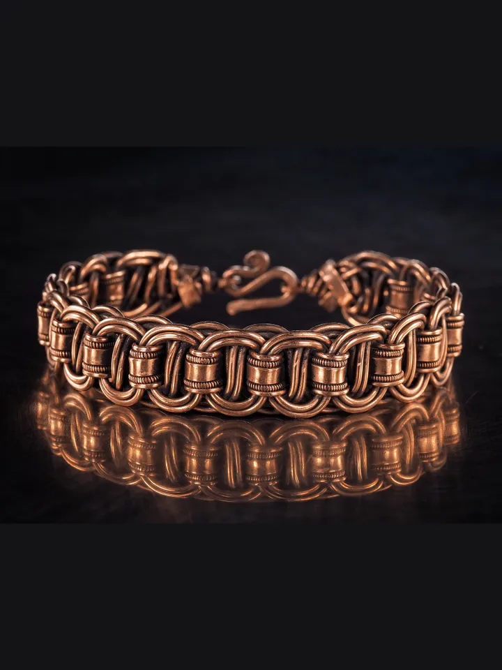 Woven copper wire bracelet Antique style handcrafted copper jewelry Unique gift