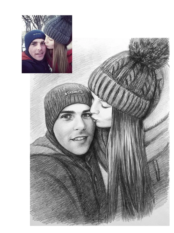 Graphite pencil portrait from photo | Custom hand drawn portrait