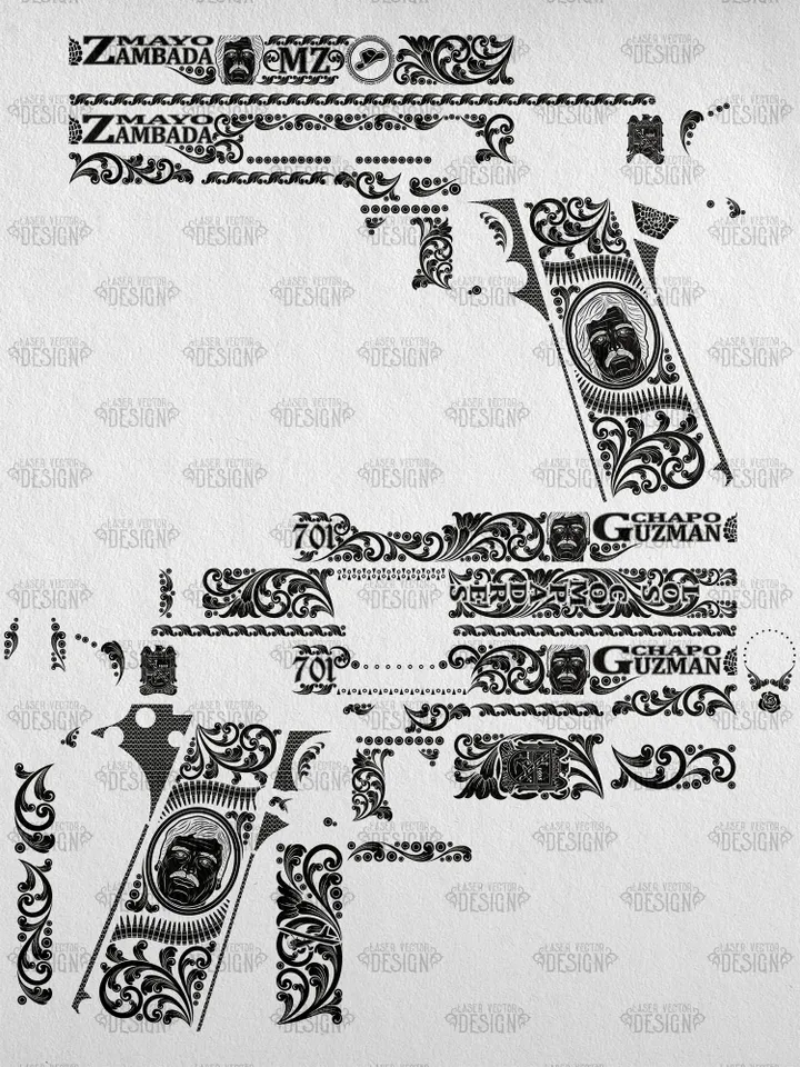 VECTOR DESIGN Colt 1911 government Zambada and Guzman