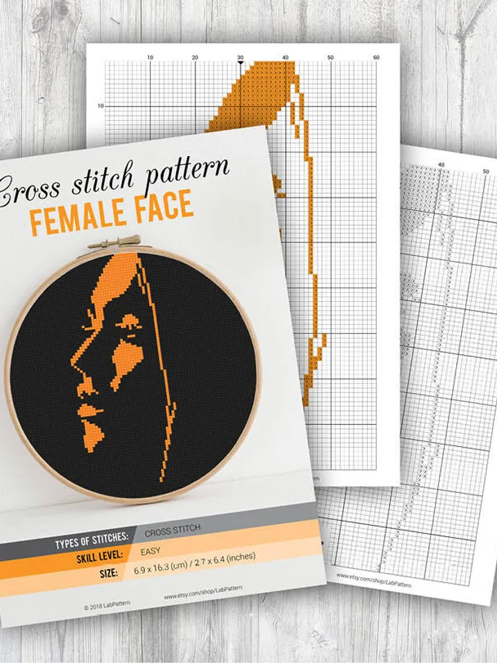 Female Face Cross stitch pattern Woman People | Embroidery Pattern | Instant Download | Cross Stitch Patterns | Embroidery Designs