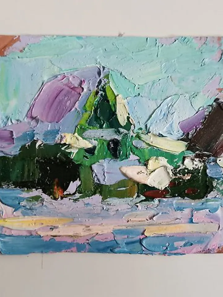 Shanxi Painting 油畫原作 Chinese手工油畫 Village 掛畫 Original Art Original Oil Painting