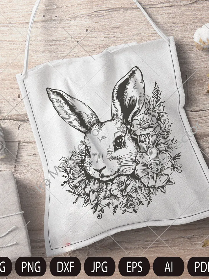 Bunny  SVG, Bunny in flowers, Easter Bunny SVG, Happy Easter svg, Spring svg, Rabbit SVG Cut file, Flower Bunny svg, Animal Face svg