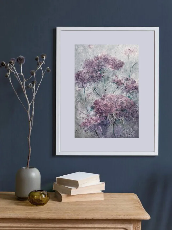 Flowers Original Painting Wildflowers Watercolor Wall Art Meadow Painting