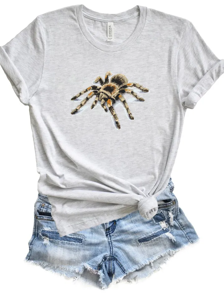 Tarantula spider cross stitch pattern download PDF Spooky animal cross stitch chart, 3d spider embroidery PDF, Horror tarantula pattern #D10