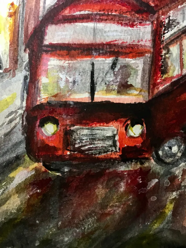 London painting,original watercolor painting,cityscapes painting,London streets painting,London bus,Big Ben art,wall hanging world capitals