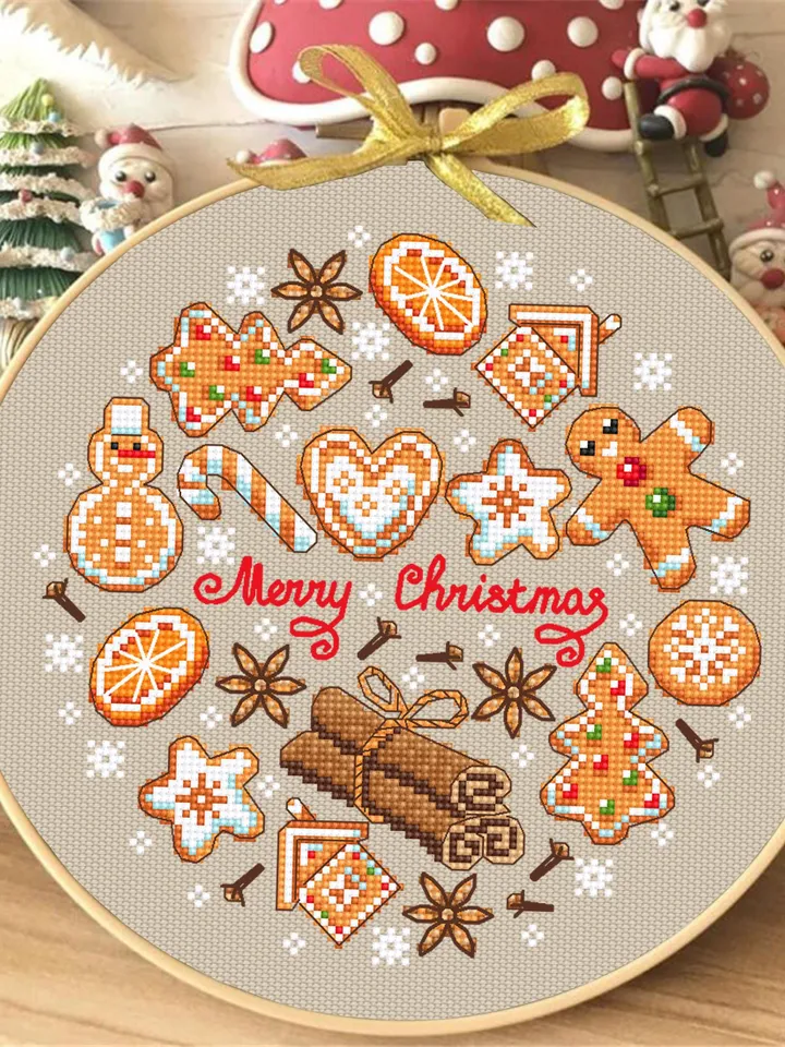 Christmas gingerbread cross stitch pattern PDF download Merry Christmas cross stitch chart, Christmas sugar and spice pattern digital #N155