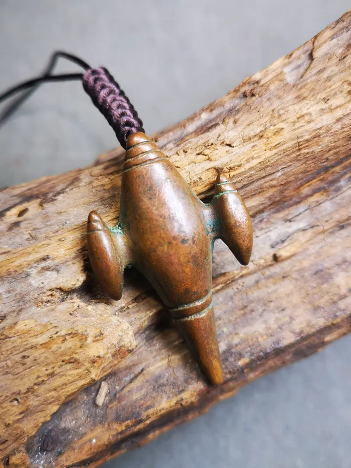 Gandhanra Acient Shankha(Divine Conch) Badge,Tibetan Buddhist Protective Amulet Pendant,Made of Brass