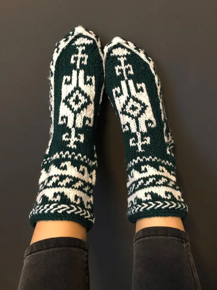 Socks with ethnic ornament