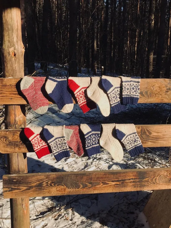Socks with a winter pattern