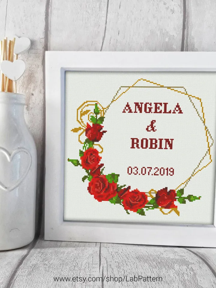 Wedding Date Frame and Alphabet Cross stitch pattern | Embroidery Pattern | Instant Download | Embroidery Designs