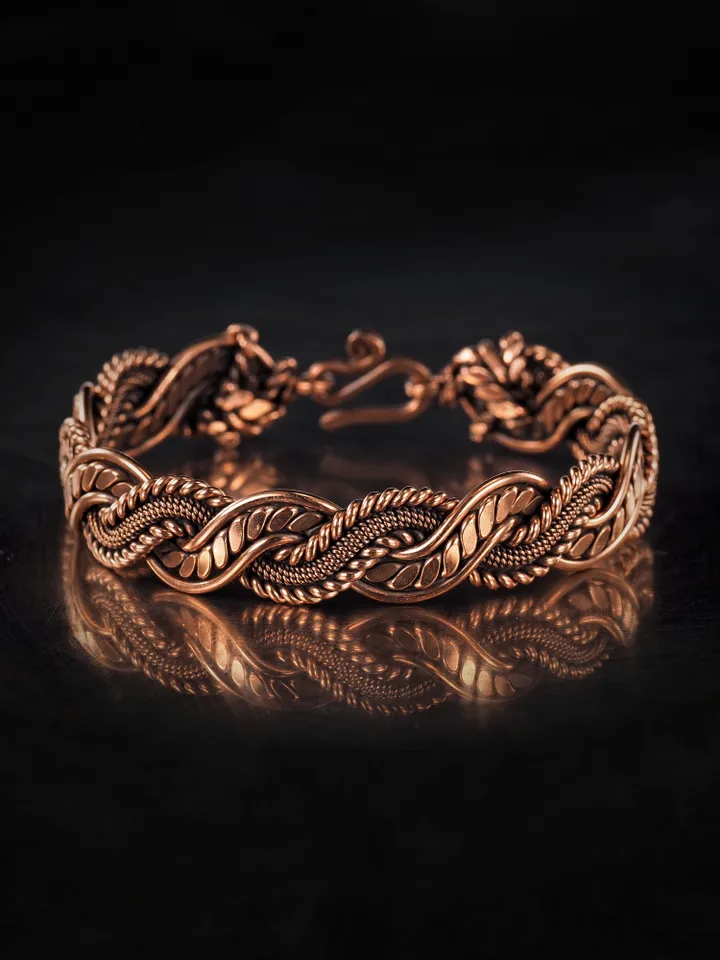 Woven copper wire bracelet Antique style handcrafted copper jewelry Unique gift