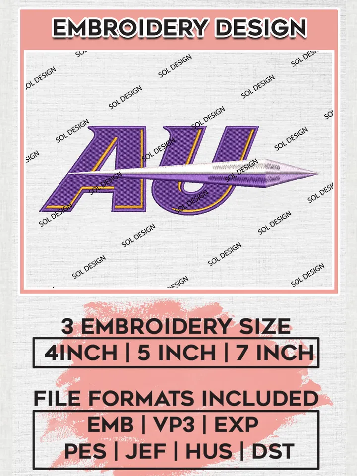 NCAA AU Saxons Team Logo Embroidery Design Files, NCAA Alfred Saxons Machine Embroidery, NCAA Teams, 3 sizes, NCAA Machine embroidery designs, Digital Download